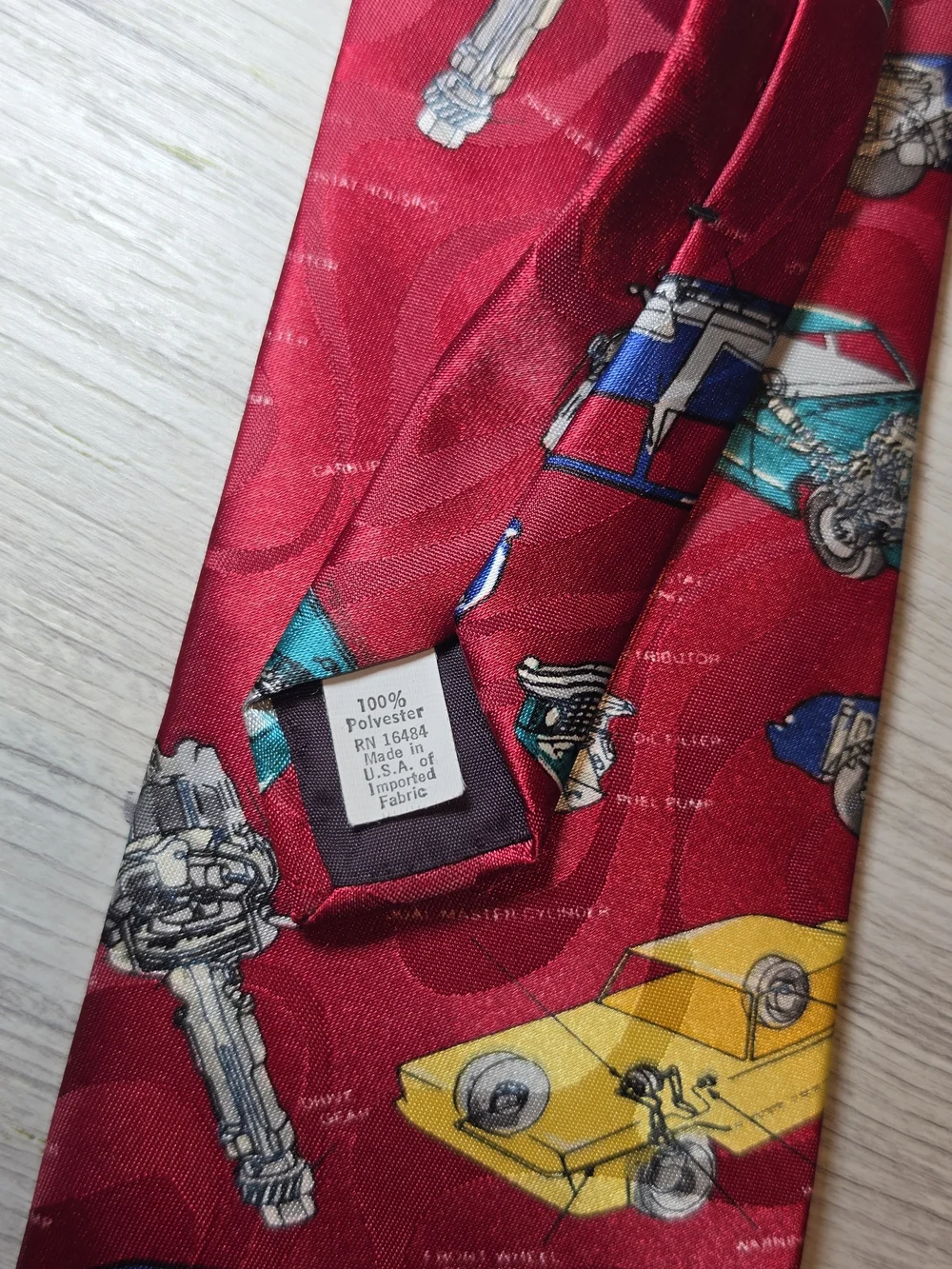 Vintage Home Improvement Necktie Men's Classic Car Print Red 56 Inches